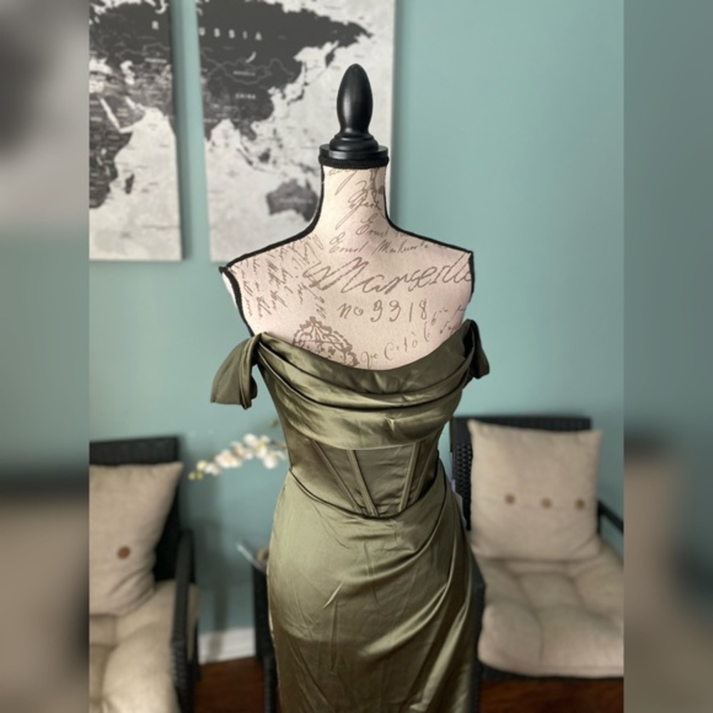 Olive green corset prom dress CinderellaDivine brand - Picture 3 of 4